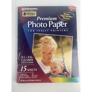 Walgreens Premium Photo Paper 15 Sheets New sealed 8.5 x 11 Glossy‎ Inkjet